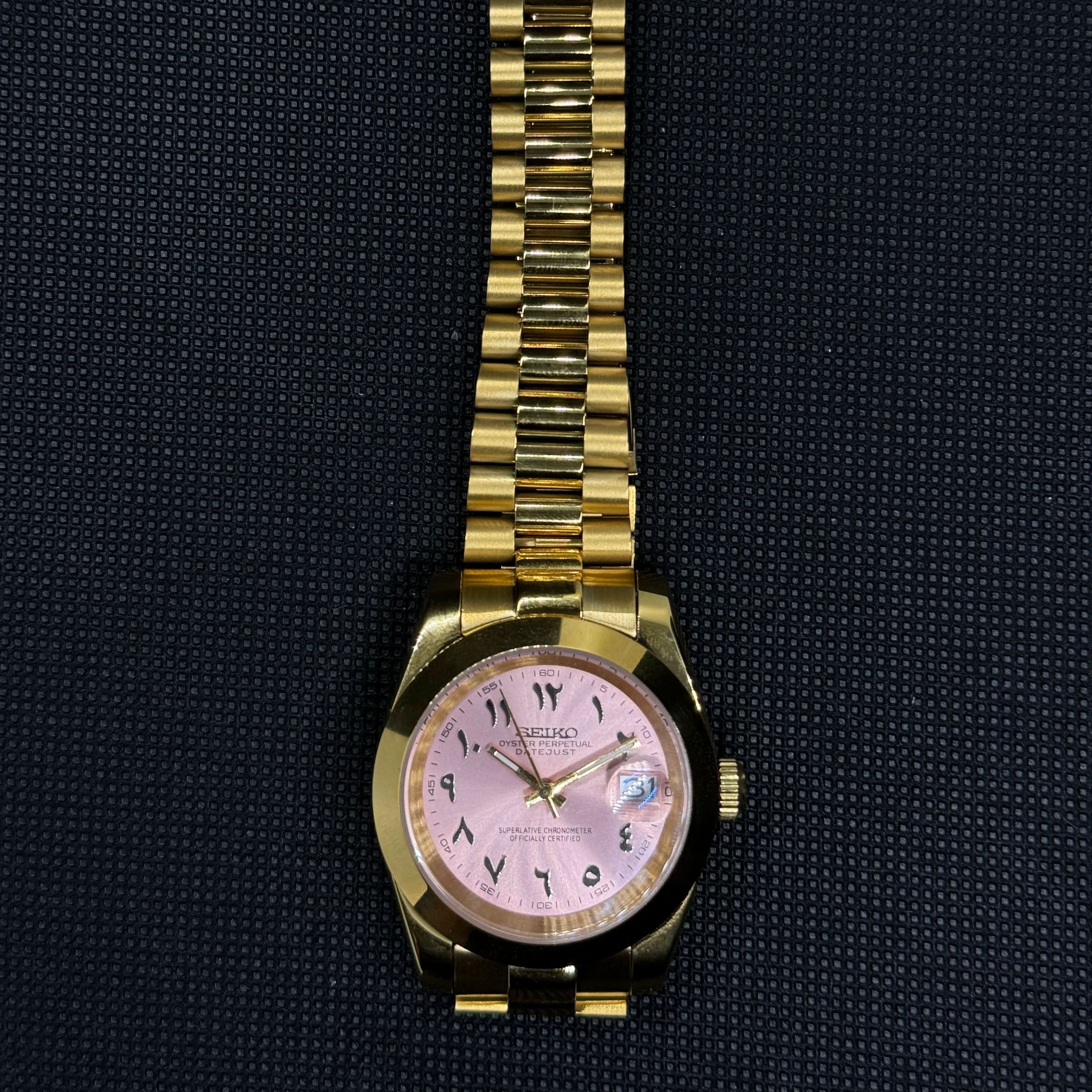 Datejust Mod - Arabic Gold Baby Pink - Image 3