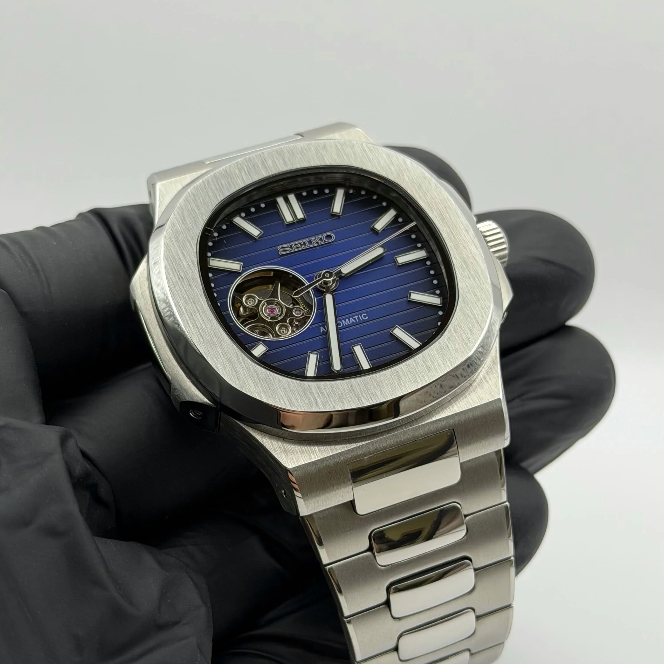 Seiko Nautilus Mod - Navy Blue Open Heart - Image 7
